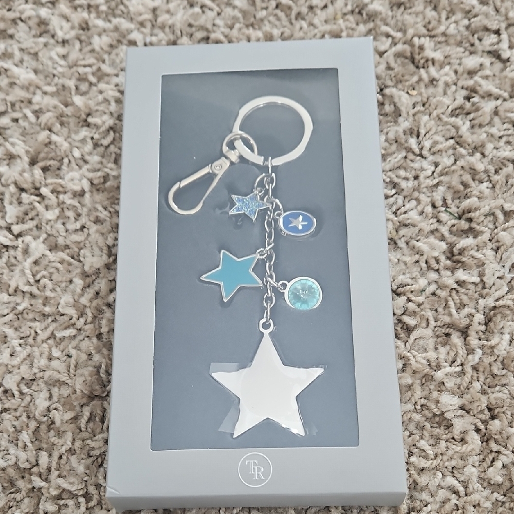 Things Remembered Silver and Blue Star Keychain